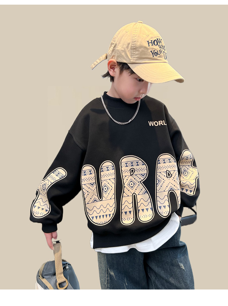 Drengetøjsmærke hættetrøje 2024 ny forårstop, mellemstørrelse børns efterårstøj, trendy og eksplosiv street style_voghion.com