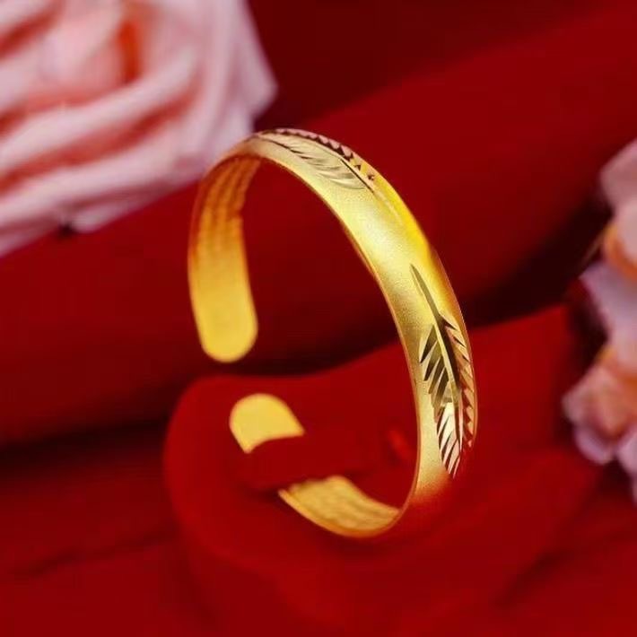 Brazalete de hoja de oro, brazalete abierto para mamá.