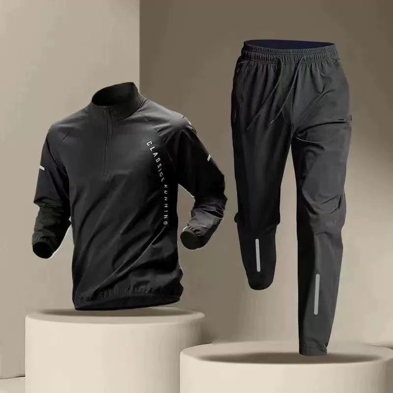 Спортивный костюм с молнией, быстро сохнущий, спортивная футболка с длинным рукавом для зала, с молнией, для бега