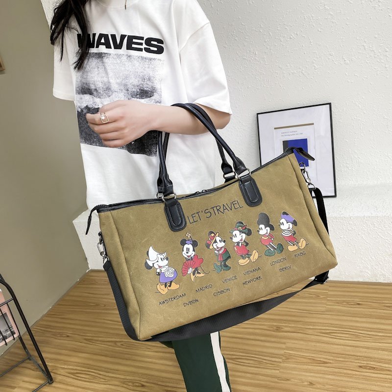 Bolsa de viaje de lona de las mujeres ligero gato de gran capacidad Portátil Bolsa de equipaje portátil de dibujos animados lindo viaje de lona
