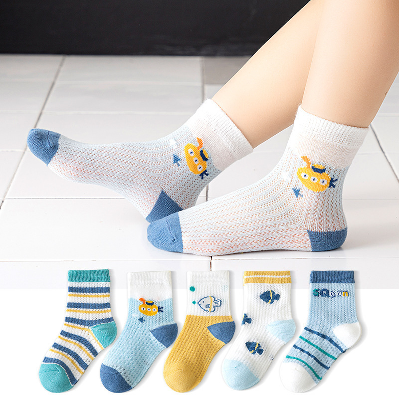 Children's socks summer thin boys mesh breathable cotton socks women's socks cartoon baby socks spring and summer Foreign trade Wholesale