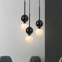 现代简约餐吊 北欧黑色圆球玻璃灯罩餐厅吧台卧室床头单头吊灯