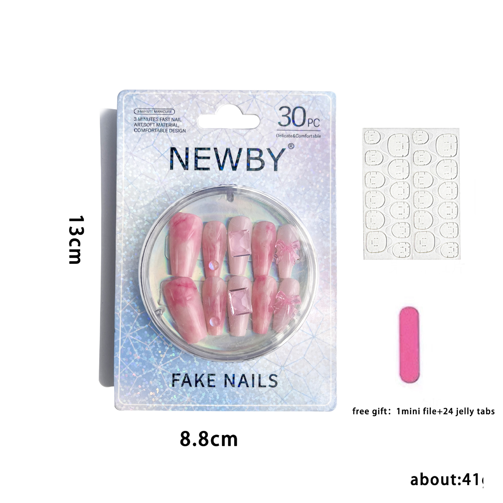 30 piezas de manicura transfronteriza de estilo chino de uñas de uñas para adultos, uñas falsas con accesorios, parches de uñas