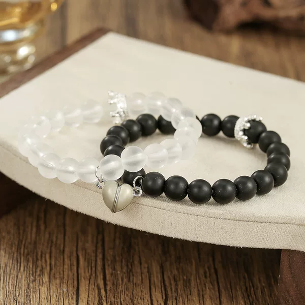 Amazon Wish Best Selling Crown Diamond Men's and Women's Bracelets Black Frosted White Turquoise Couple Set Bracelet Night