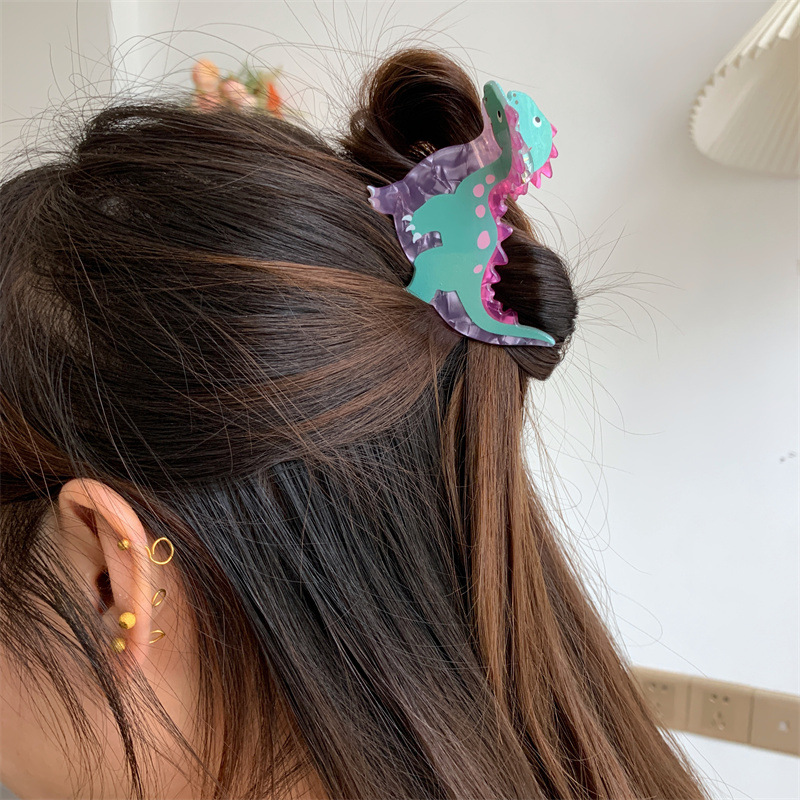 35g Weight Hair Claws Hair Accessories Type 1 Piece Quantity Holiday, Party Occasion Arylic Material Dinosaur Pattern Women's Gender Cute Style Cute Little Dinosaur Acrylic Small Jaw Clip Cute Personality Sweet Niche Hair Claw Hairpin Hair Ornaments New 29