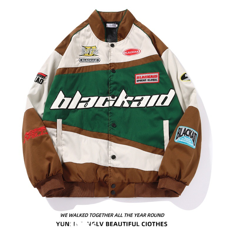 Hombres y mujeres de estilo americano retro carreras béisbol uniforme primavera y otoño ins marca de moda frito Arcade coche traje pareja chaqueta capa superior