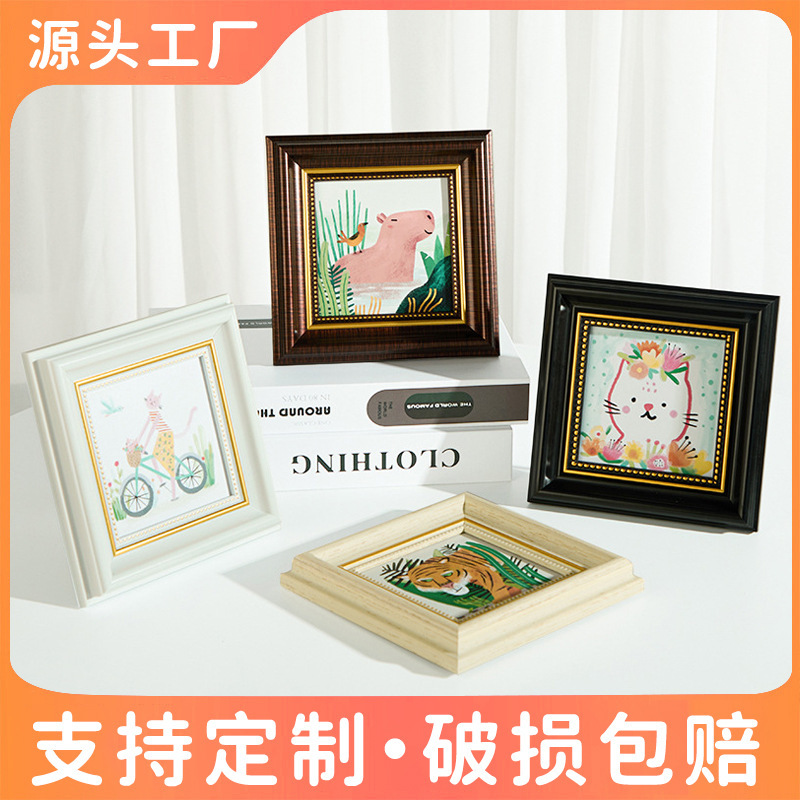 ヨーロッパのレトロなフォトフレームミニ 4inch 5inch バーディスプレイテーブルオイルパステル落書き額装フレーム卸売|undefined