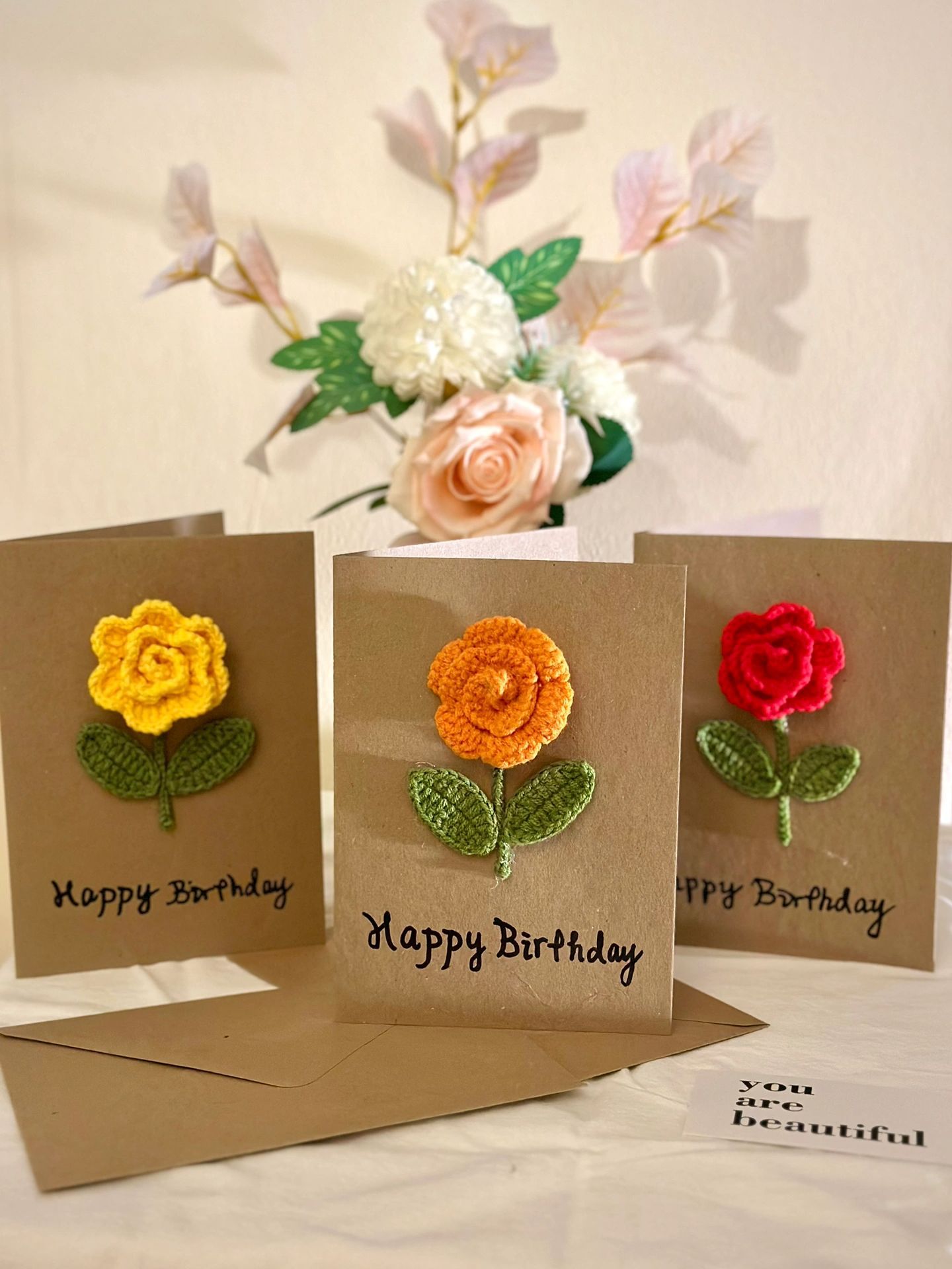 [재료 패키지] 세트 3 장미 인사말 카드