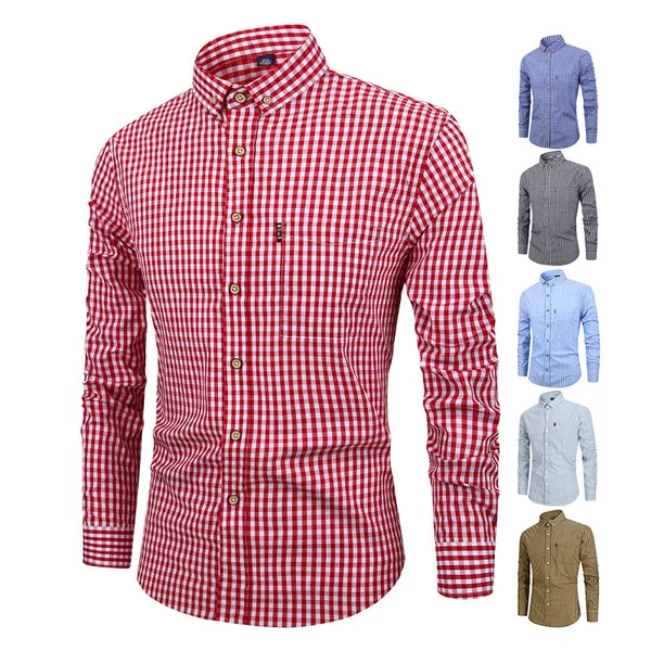 2024 Cross-border 3D Digital Printing Men's Spring and Autumn Men's Shirt Breathable Cotton Long Sleeve Plaid Shirt Men's Casual