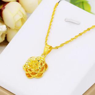 Classical rich flower pendant clavicle chain copper gold plated long does not fade pendant cross-border hot big flower pendant wholesale