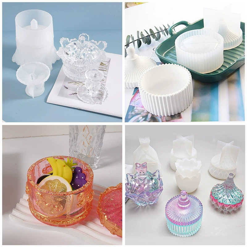 Silicone Storage Box Molds, Mirror-Effect Crystal Resin Shapes for Decorative 3D Boxes
