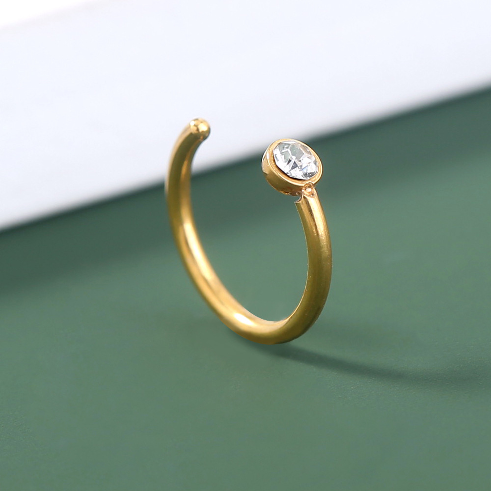 niche piercing C-shaped stainless steel rhinestone nose ring diamond nose nail jewelry