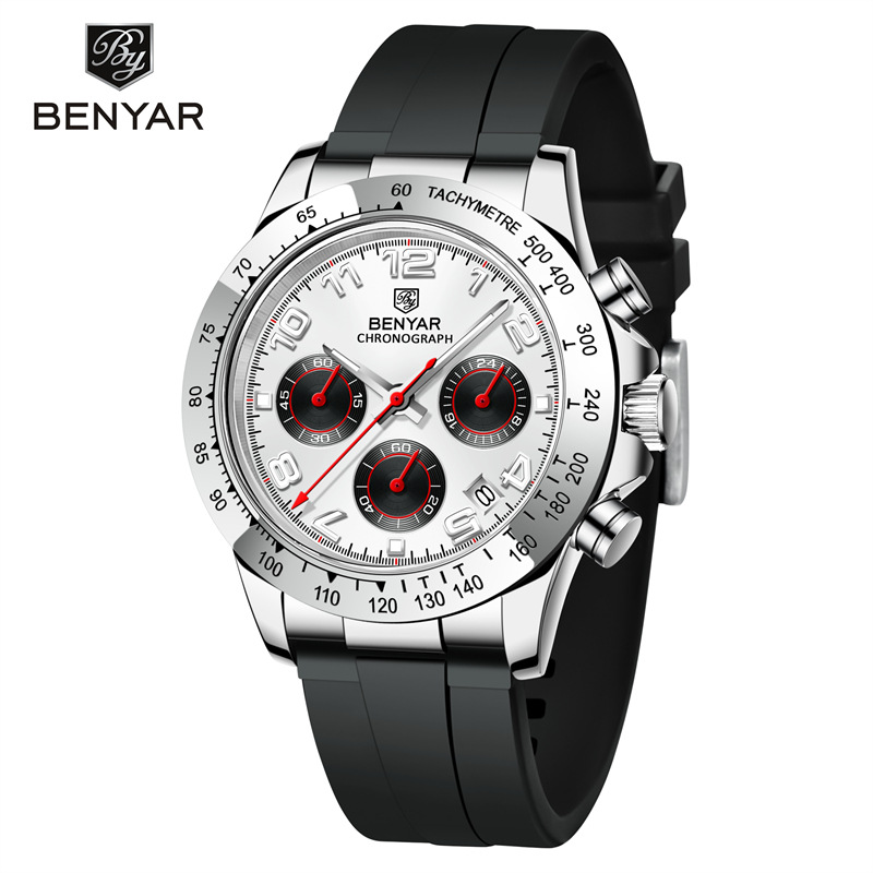 BENYAR Binya 5192M nuevos hombres multi-funcional de seis pines calendario luminoso de negocios reloj deportivo al aire libre
