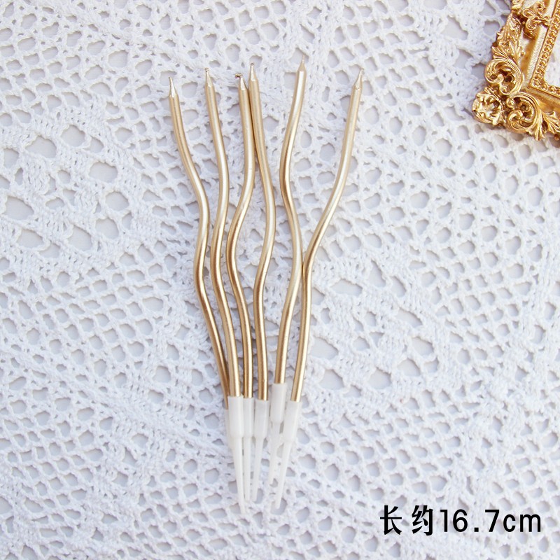 Celebridades de Internet decoración de pastel de cumpleaños vela curva hilo galvanizada de fiesta retro