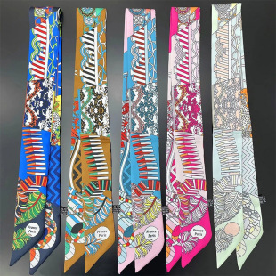 New long small silk scarf artificial silk twill ribbon silk scarf tied bag handle ribbon hair band Small scarf wholesale