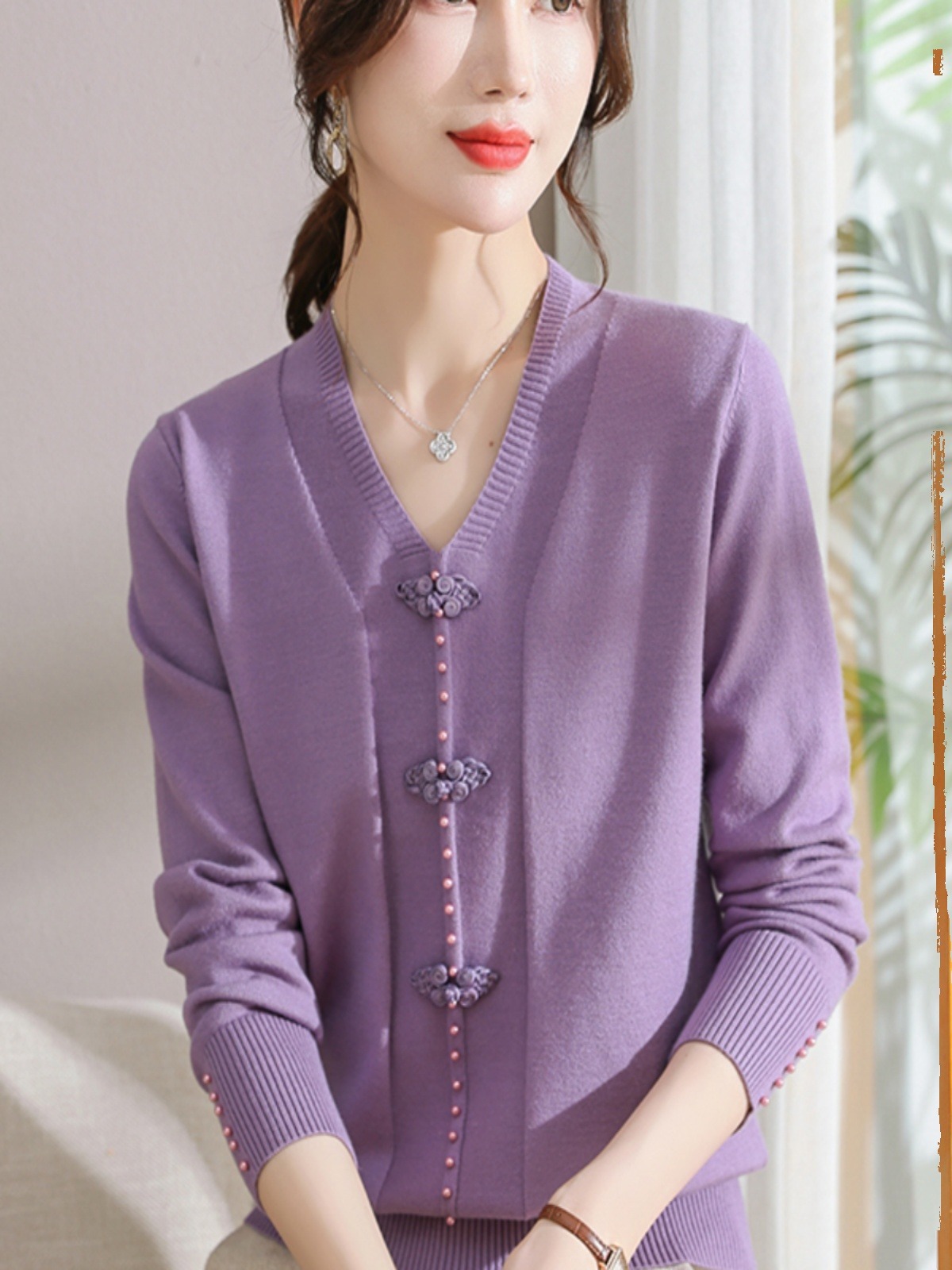 E5894 810K ÁO LEN NỮ TAIRYA ÁO LEN MÙA XUÂN THU ĐÔNG TRUNG NIÊN CỔ CHỮ V THỜI TRANG NỮ G03 SẢN PHẨM MỚI