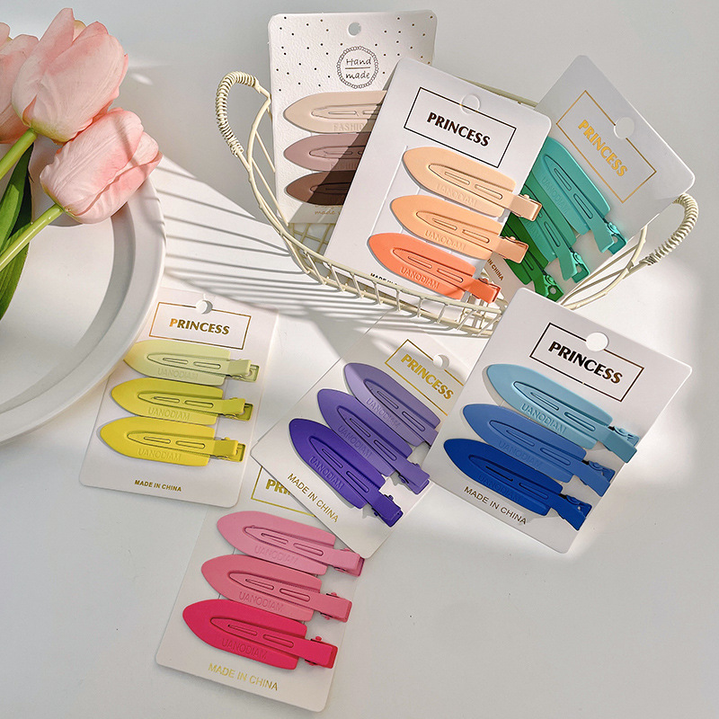 Color horquilla sin costuras hembra metal esmerilado pelo roto clip lateral lindo Bangs frente horquilla lavado de cara maquillaje clip de pico de pato