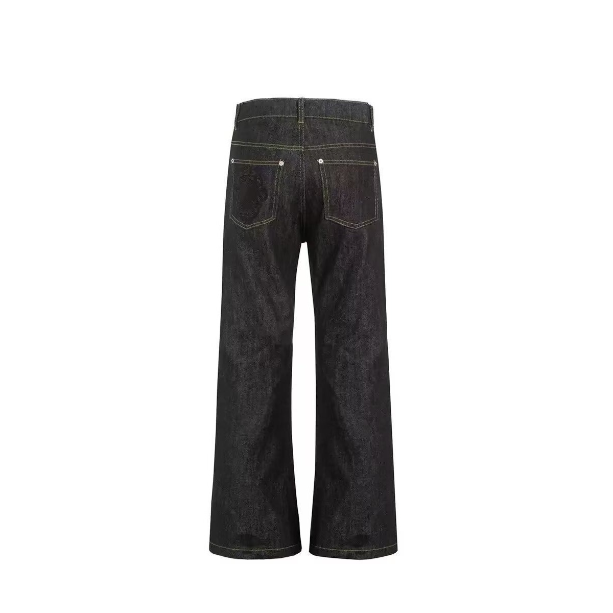 Unisex Style Raw Denim High Street Retro Casual Jeans Clean Fit Versatile Loose Wide Leg Drapey Trousers_mkmklike.com