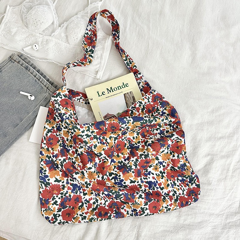 Diseño nicho bolsas de lona para mujeres 2025 nueva gran capacidad coreana estampado de leopardo flor de hombro impresa bolsas de mujer