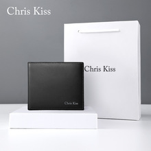 Chris Kiss男士短款钱包正品头层牛皮奢侈品牌真皮钱夹男款批发