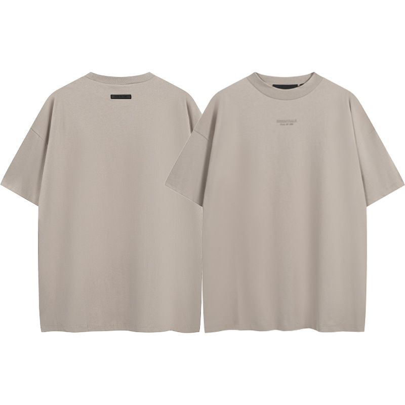 FOG 23FW marca nueva serie camiseta ESSENTIALS pecho pequeño logotipo de silicona carta hombres de manga corta suelta