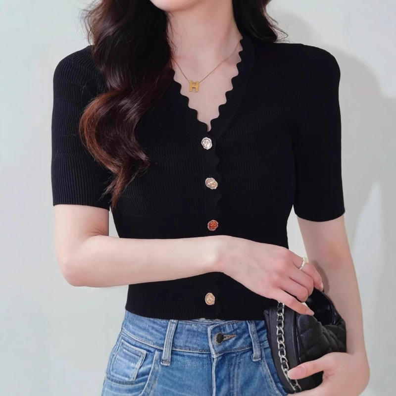 High-End Version Sd Xiaohuo Spring and Summer Top Nanyou High-End Women's Fashion Chanel-Style Sophisticated Short-Sleeve Knit Cardigan Outerwear