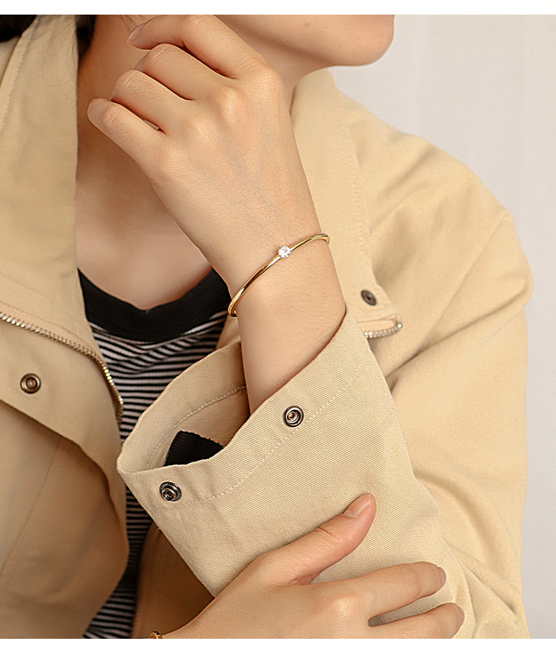 Simple Style Geometric Copper Bangle Plating Zircon Copper Bracelets