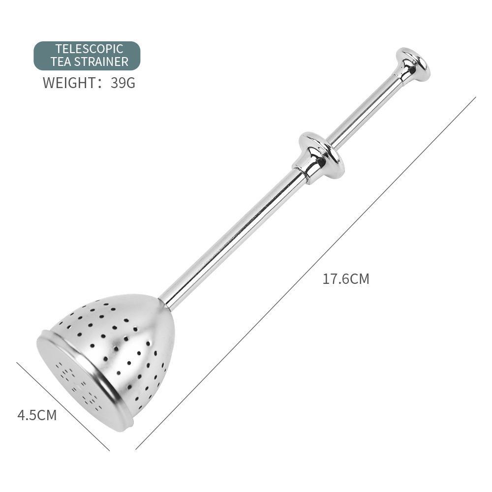 Colador de té telescópico de acero inoxidable en stock para uso doméstico, filtro de té, separador de agua de té, infusor de té, bola de té, colador de té.