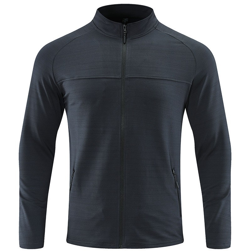 Hombres secado rápido elástico chaqueta de manga larga al aire libre montañismo ropa de carrera de cuello vertical chaqueta a prueba de viento cardigan transpirable moda
