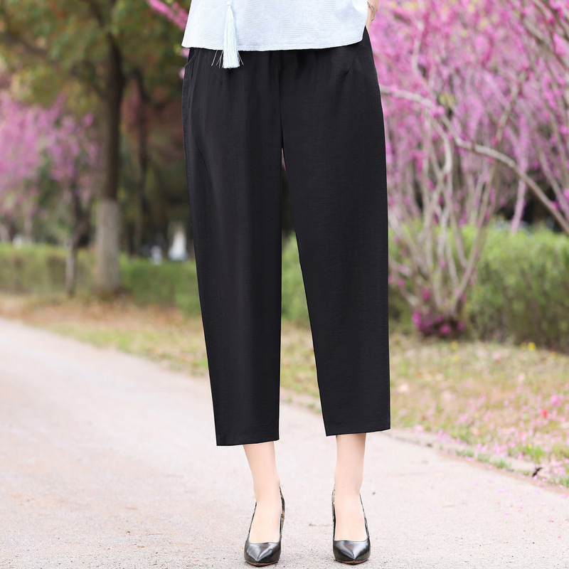 Summer Cotton and Linen Mom Thin Casual Pants for Middle-aged and Elderly Foreign-style plus size Capri Pants Grandma Loose Capri Pants Summer Cotton and Linen Mom Thin Casual Pants for Middle-aged and Elderly Foreign-style plus size Capri Pants Grandma Loose Capri Pants