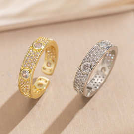 欧美热销圆钻满镶锆石手镯女式轻奢气质圆形手环跨境爆款厂家直销