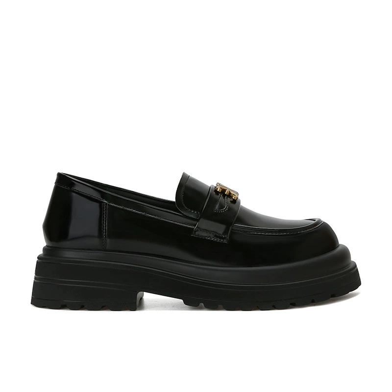 Leather Loafers (Grape Mom Bella Manor) Round-Toe Buckle, Thick Platform Sole, Women's Sizes 34–40