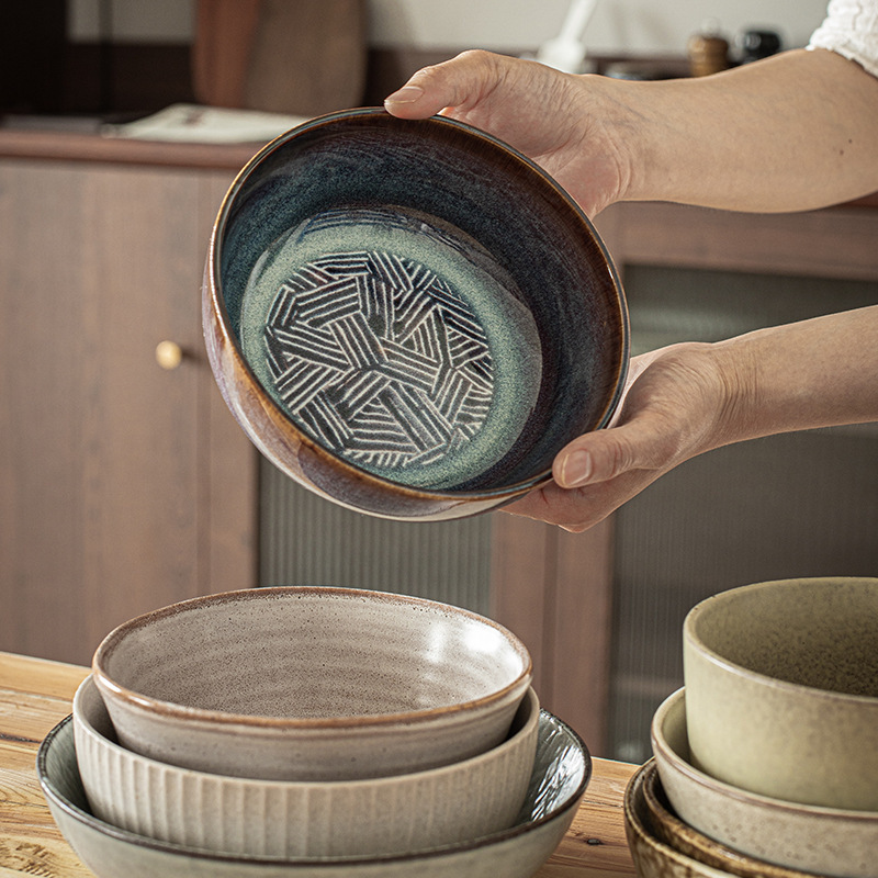 Bowl Collection Retro Solid Color Ceramic Soup Bowl Noodle Bowl Round Fruit Salad Bowl Household Tableware Wholesale Retro Dish Bowl Bowl Collection Retro Solid Color Ceramic Soup Bowl Noodle Bowl Round Fruit Salad Bowl Household Tableware Wholesale Retro Dish Bowl