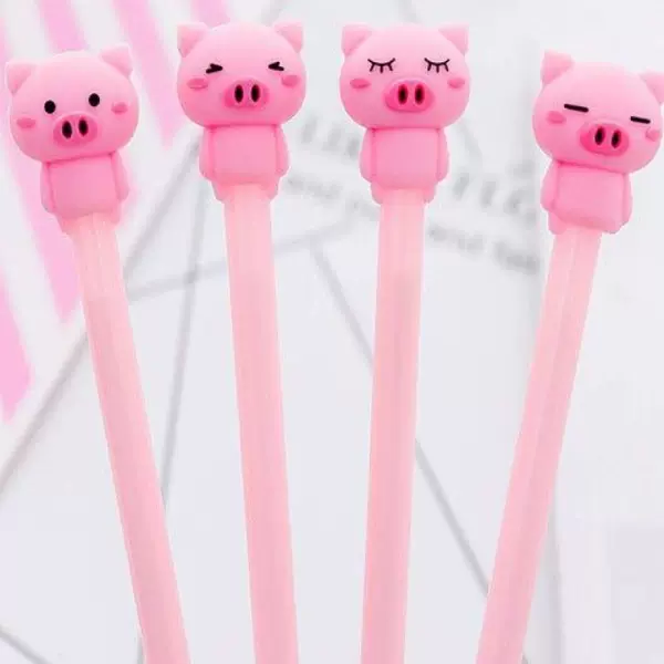 Korean cute and creative cartoon pink adorable piggy gel pen for students, super cute stationery with a unique design