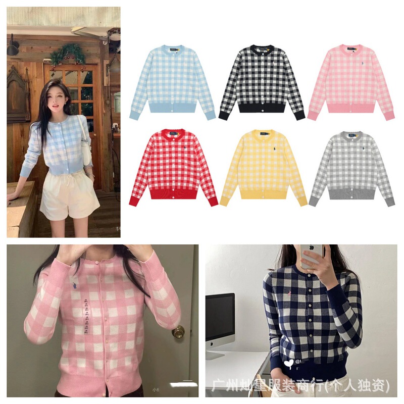 Rl New Sweater 2025 Classic Basic Versatile Plain Plaid Jacquard Knitted Cardigan Long-Sleeved Small Jacket