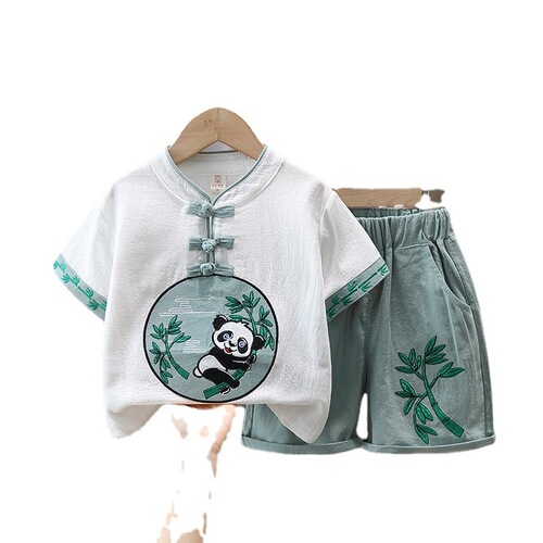 3521 Children's Clothing Boys Hanfu Thin Short-sleeved Ancient Style Suits Boys Ethnic Style Ancient Clothes Children's Chinese Traditional Chinese Style
