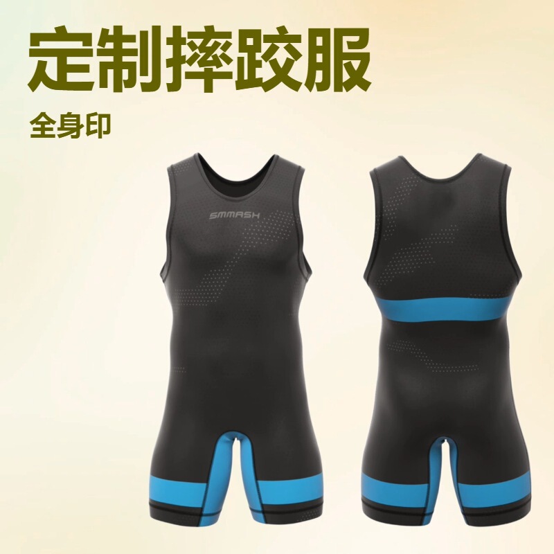 Sublimation Full-Body Printed Men's One-Piece Wrestling Suit Competition Weightlifting Suit Men's and Women's Freestyle Wrestling One-Piece Vest
