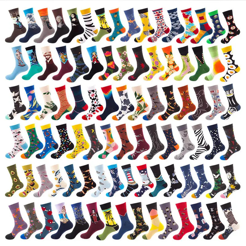 Japanese socks foreign trade custom pattern logo creative logo cotton popular crew skateboard leisure happy socks