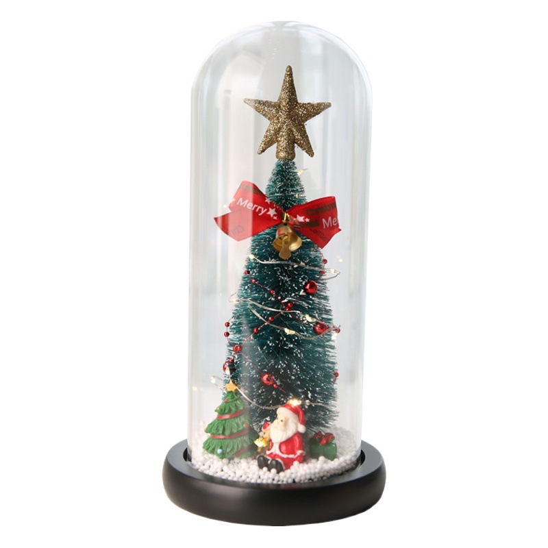 Decoración navideña creativa con luz LED para árbol de Navidad, cubierta de vidrio, adorno de regalo navideño