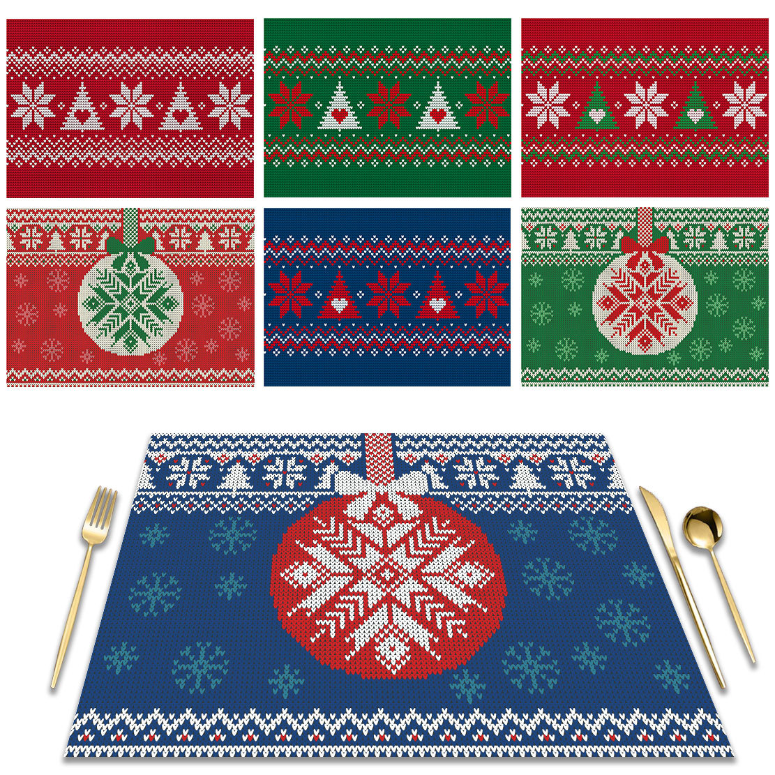 Christmas placemats coasters Christmas decoration placemats hotel restaurant family can be used for placemats_voghion.com