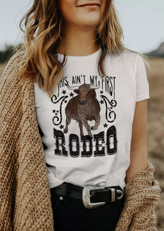 Cross-Border Amazon Rodeo Cowboy Pure Cotton T-Shirt Spring and Summer Hot-Selling Retro T-Shirt for Women in Stock Cross-Border Amazon Rodeo Cowboy Pure Cotton T-Shirt Spring and Summer Hot-Selling Retro T-Shirt for Women in Stock