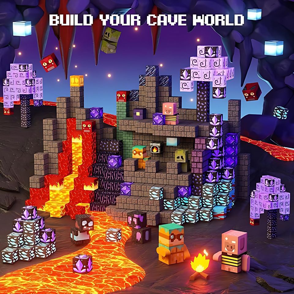 Nuevos productos explosivos de Amazon, bloques de construcción para niños, bloques de construcción de bloques magnéticos en 3D, juguetes transfronterizos de Navidad, bricolaje