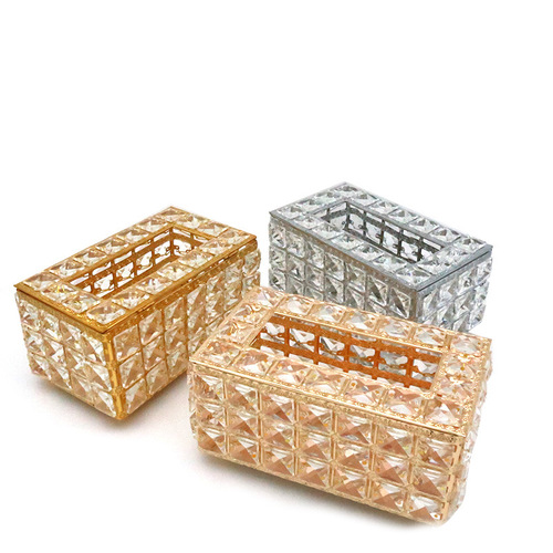 Fancy Creative Crystal Tissue Box European Bathroom Tissue Box Tissue Paper Box Home Storage Box Napkin Box