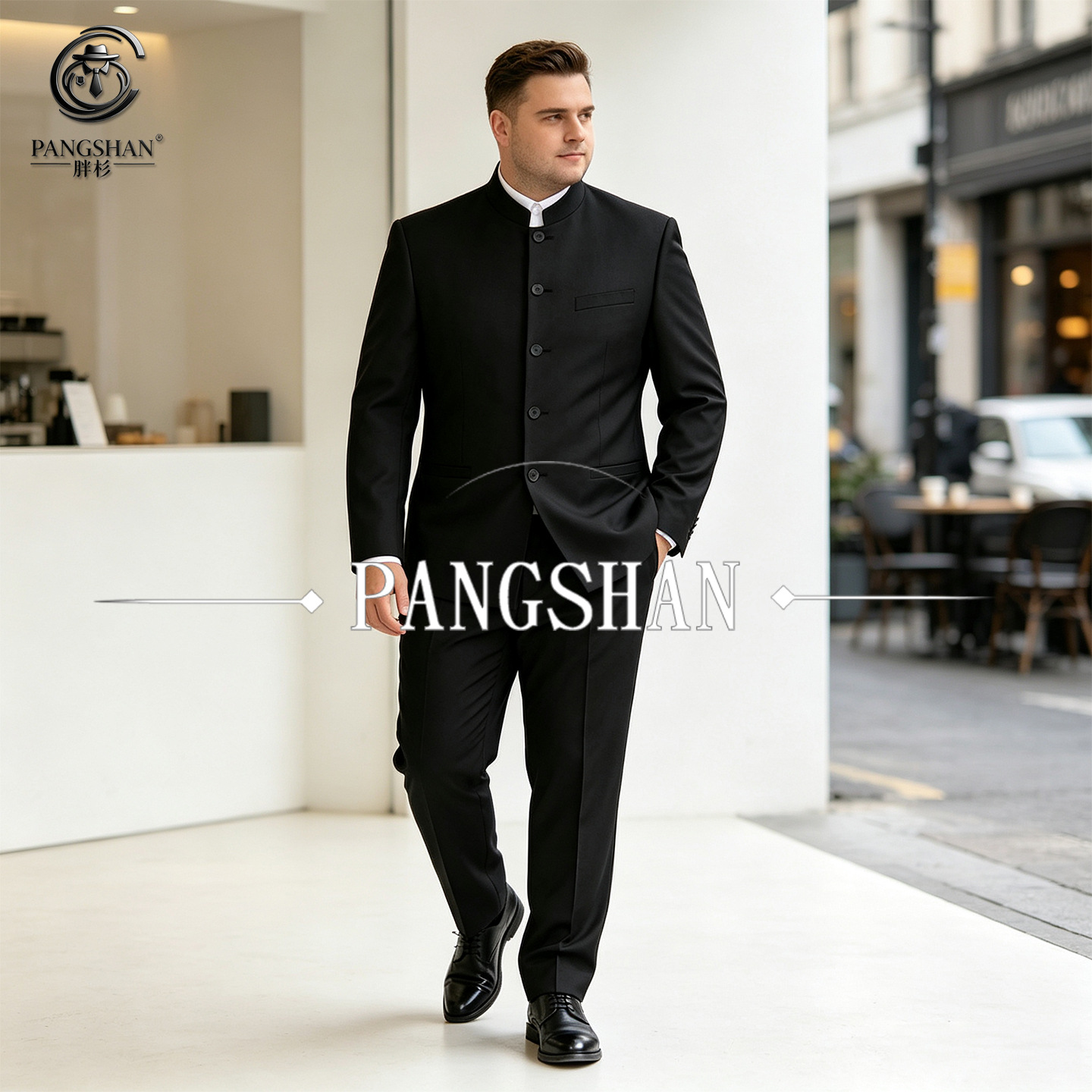 Plus-size loose-fitting Zhongshan suit for men, Chinese-style stand-up collar engagement suit, suit set for cross-border foreign trade