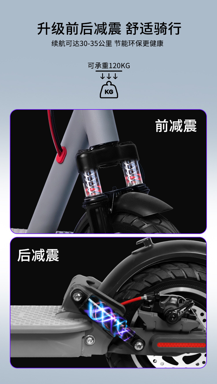 Hezzo Foldable Electric Scooter for Adults, 40Km Range, 10inch Off-Road Tires, Commuter Scooter