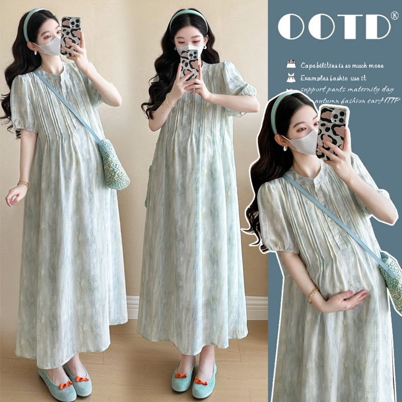 Real shot in stock ~ 2025 summer new mint mambo green jadeite tie-dye design temperament dress