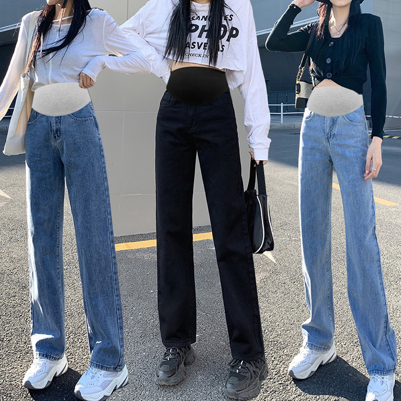 2025 High-Stretch Maternity Jeans for Spring and Autumn, Versatile Belly-Supporting Pants, Wide-Leg, Slimming, Stylish Maternity Pants 2025 High-Stretch Maternity Jeans for Spring and Autumn, Versatile Belly-Supporting Pants, Wide-Leg, Slimming, Stylish Maternity Pants