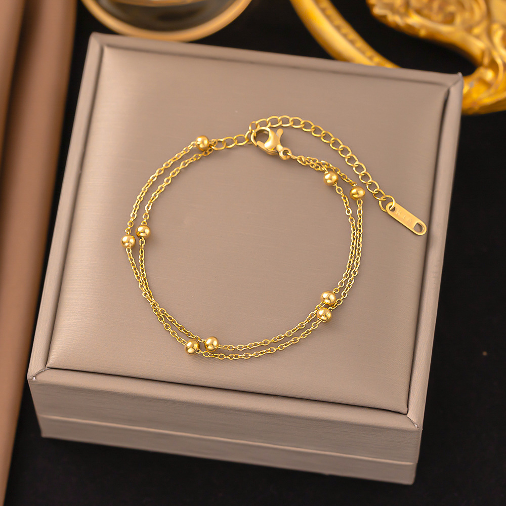 304 Stainless Steel 18K Gold Plated Sweet Plating Solid Color Bracelets Necklace display picture 2