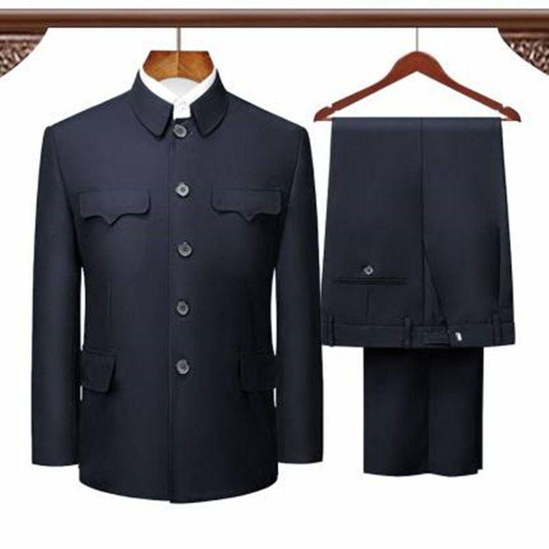 中華民国服男性昔ながらの中高年おじいちゃん服70歳80歳高級中山服中山服スーツ春秋スタイル|undefined