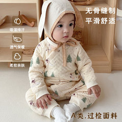 嬰兒連體衣保暖秋冬裝夾棉新生兒冬季衣服寶寶睡衣秋冬款哈衣套裝